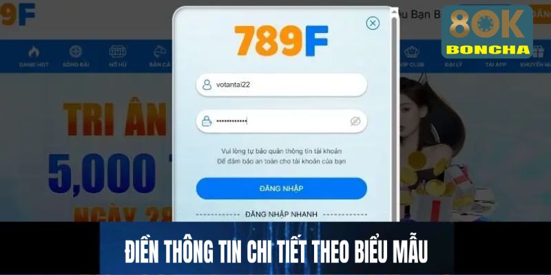 Điền thông tin chi tiết theo biểu mẫu