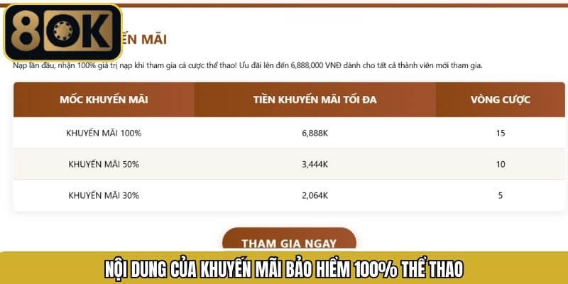 Cập nhật nội dung chương trình bảo hiểm 100% thể thao chi tiết